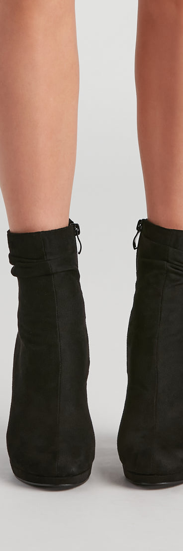 Meet Chic Faux Suede Slouch Booties are chic ladies' shoes to complete your best 2023 outfits. They come in a variety of trendy women's shoe styles like platforms and dressy low-heels, & are available in wide widths for better comfort.