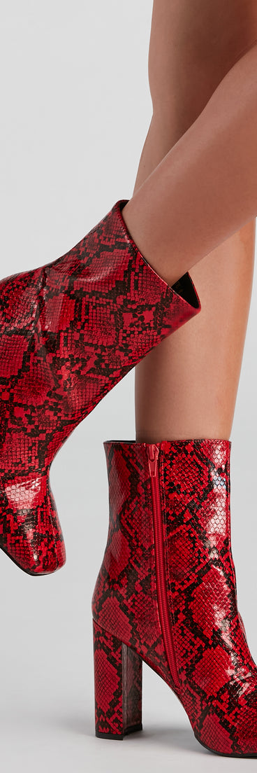 Make You Rattle Faux Leather Snake Booties are chic ladies' shoes to complete your best 2023 outfits. They come in a variety of trendy women's shoe styles like platforms and dressy low-heels, & are available in wide widths for better comfort.