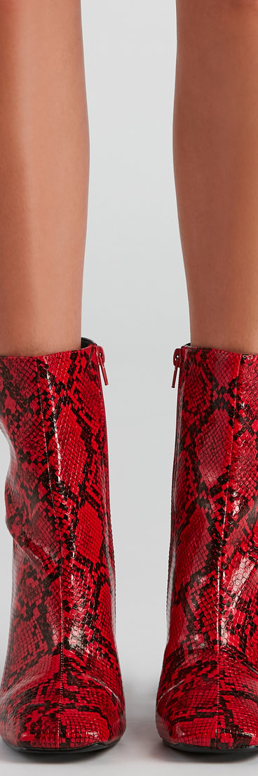 Make You Rattle Faux Leather Snake Booties are chic ladies' shoes to complete your best 2023 outfits. They come in a variety of trendy women's shoe styles like platforms and dressy low-heels, & are available in wide widths for better comfort.