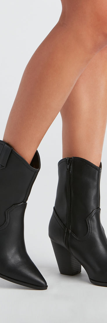 Country Cutie PU Western Booties are chic ladies' shoes to complete your best 2023 outfits. They come in a variety of trendy women's shoe styles like platforms and dressy low-heels, & are available in wide widths for better comfort.