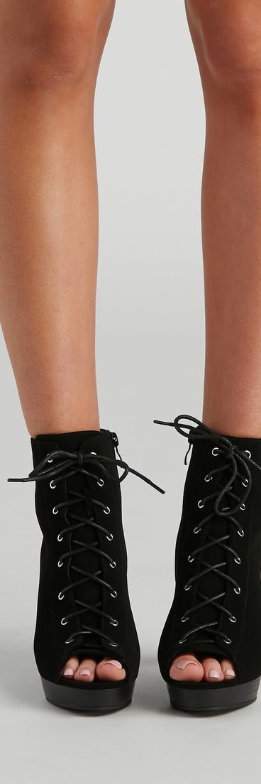 Take A Peek Nubuck Lace-Up Booties are chic ladies' shoes to complete your best 2023 outfits. They come in a variety of trendy women's shoe styles like platforms and dressy low-heels, & are available in wide widths for better comfort.