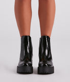In The Name Of Lug Patent Booties are chic ladies' shoes to complete your best 2023 outfits. They come in a variety of trendy women's shoe styles like platforms and dressy low-heels, & are available in wide widths for better comfort.