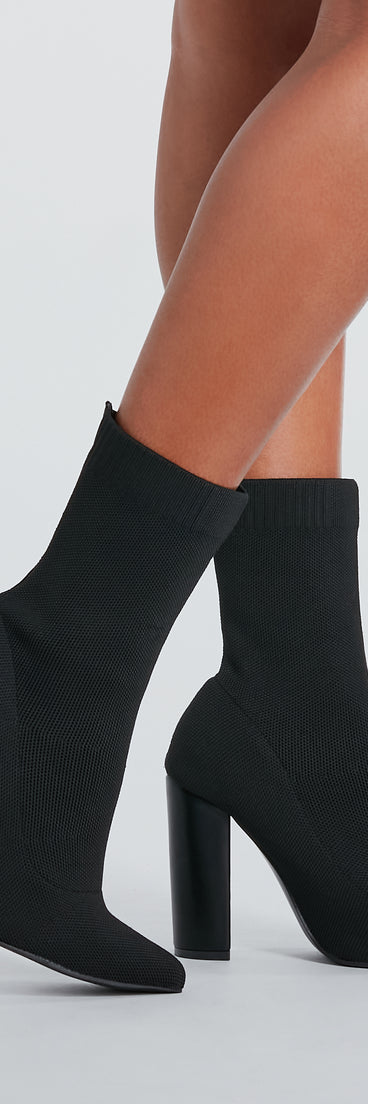 Style Points Knit Block Heel Booties