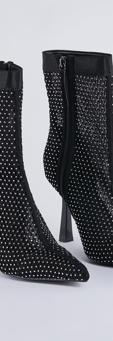 Party's Here Mesh Rhinestone Stiletto Booties