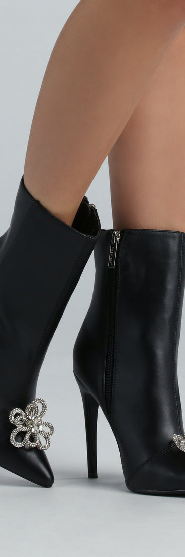 My Favorite Flower Rhinestone Stiletto Booties