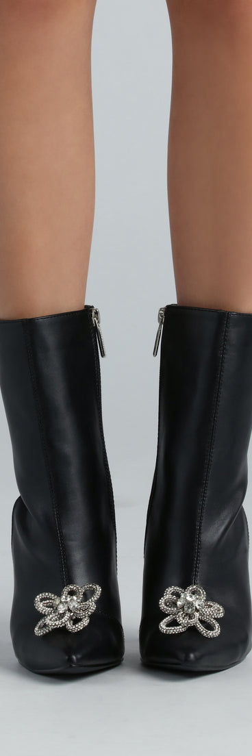 My Favorite Flower Rhinestone Stiletto Booties