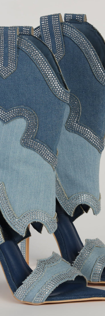Diva Mode Denim Western Heeled Boots