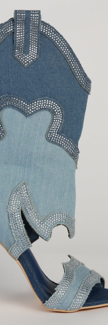 Diva Mode Denim Western Heeled Boots