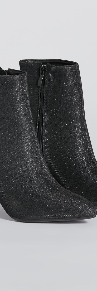Party Poppin' Glitter Mesh Block Heel Booties
