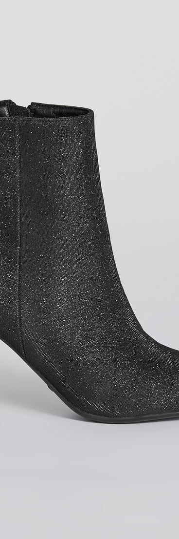 Party Poppin' Glitter Mesh Block Heel Booties