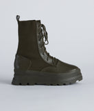 On My Command Faux Leather Knit Combat Booties