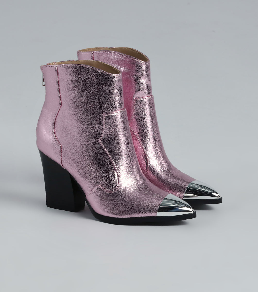 Country Glamour Metallic Cowboy Booties