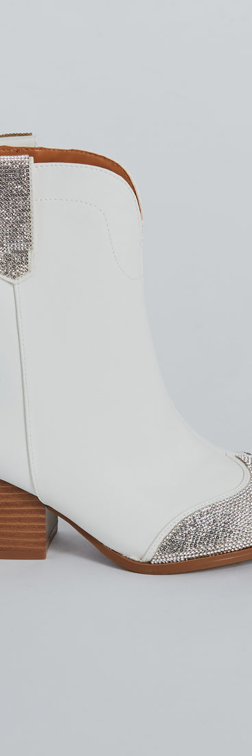 Sparkle Time Rhinestone Western Ankle Booties is a fire pick to create a concert outfit, 2024 festival looks, outfits for raves, or to complete your best party outfits or clubwear!