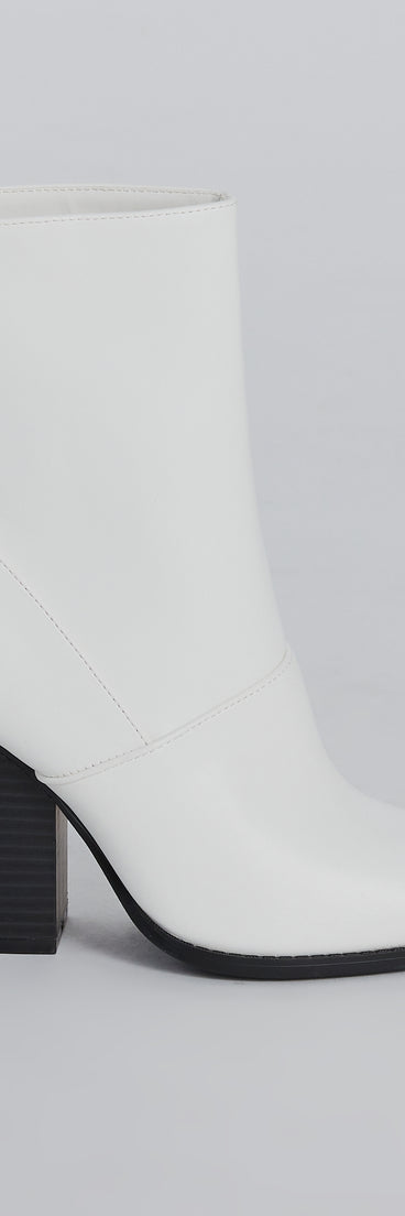 Trendy Edge Metal Trim Faux Leather Booties