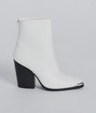 Trendy Edge Metal Trim Faux Leather Booties