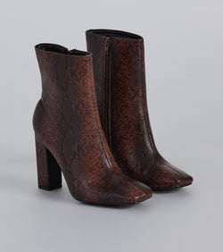 Chic Moves Snake Print Faux Leather Booties