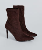 Walk Like A Stud Faux Suede Stiletto Booties