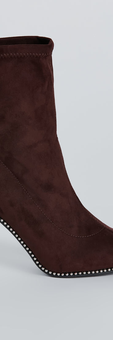 Walk Like A Stud Faux Suede Stiletto Booties