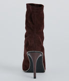 Walk Like A Stud Faux Suede Stiletto Booties