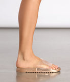 Clear PVC Rhinestone Slides are chic ladies' shoes to complete your best 2023 outfits. They come in a variety of trendy women's shoe styles like platforms and dressy low-heels, & are available in wide widths for better comfort.