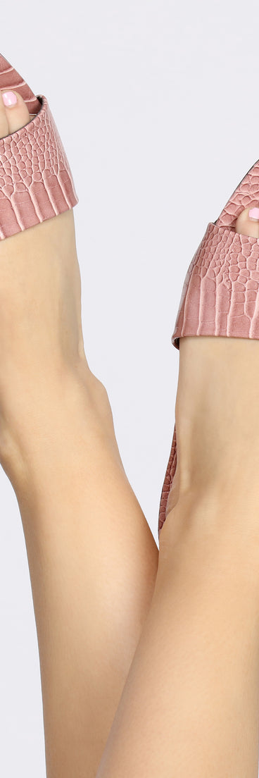 Peep The Pedi Square Toe Croc Sandals are chic ladies' shoes to complete your best 2023 outfits. They come in a variety of trendy women's shoe styles like platforms and dressy low-heels, & are available in wide widths for better comfort.