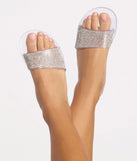 Rhinestone Jelly Slides is a stunning choice for a bridesmaid dress or maid of honor dress, and to feel beautiful at Homecoming 2023, fall or winter weddings, formals, & military balls!