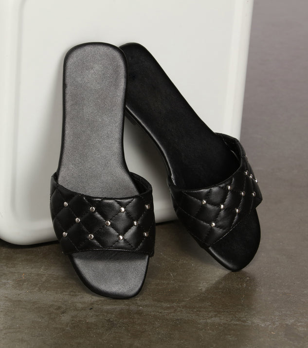 Faux Leather Quilted Studded Sandals are chic ladies' shoes to complete your best 2023 outfits. They come in a variety of trendy women's shoe styles like platforms and dressy low-heels, & are available in wide widths for better comfort.