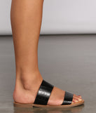 Wide Fit Double Band Croc-Embossed Sandals are chic ladies' shoes to complete your best 2023 outfits. They come in a variety of trendy women's shoe styles like platforms and dressy low-heels, & are available in wide widths for better comfort.