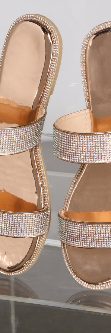 Double Band Rhinestone Slides are chic ladies' shoes to complete your best 2023 outfits. They come in a variety of trendy women's shoe styles like platforms and dressy low-heels, & are available in wide widths for better comfort.