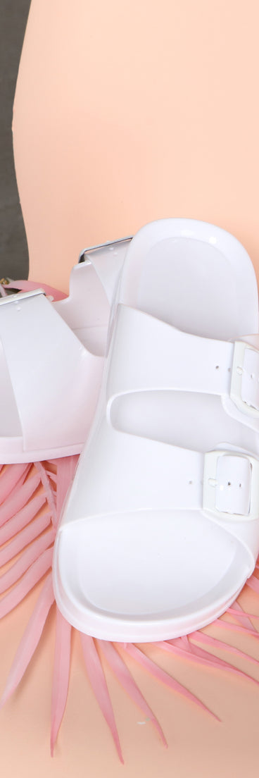 Double Buckle Jelly Sandals are chic ladies' shoes to complete your best 2023 outfits. They come in a variety of trendy women's shoe styles like platforms and dressy low-heels, & are available in wide widths for better comfort.