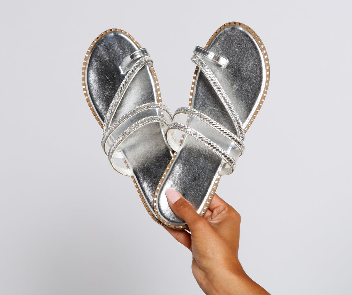 Glam Girl Metallic Toe Strap Sandal