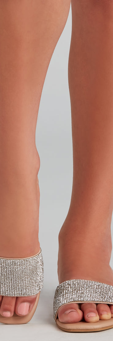 Glam Happens Rhinestone Slide Sandals are chic ladies' shoes to complete your best 2023 outfits. They come in a variety of trendy women's shoe styles like platforms and dressy low-heels, & are available in wide widths for better comfort.