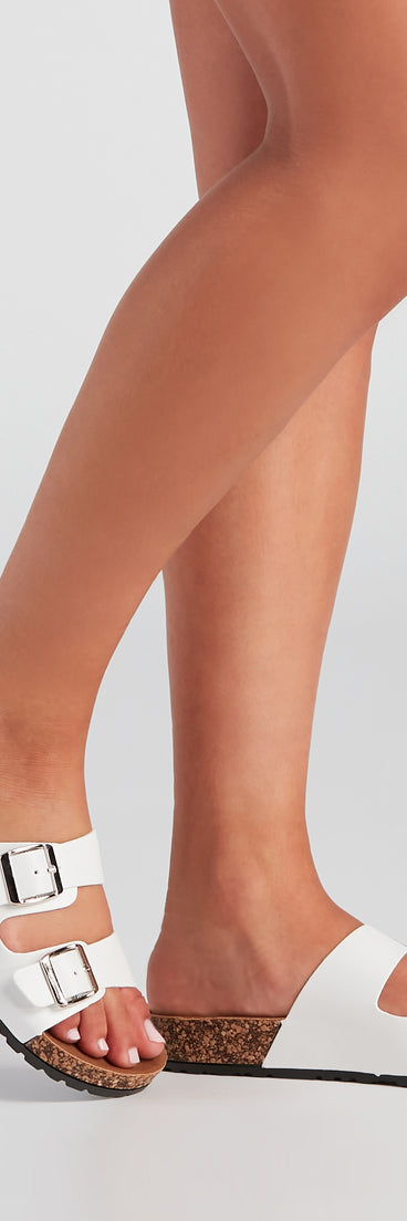 Go-To Dual Buckle Slide Sandals are chic ladies' shoes to complete your best 2023 outfits. They come in a variety of trendy women's shoe styles like platforms and dressy low-heels, & are available in wide widths for better comfort.