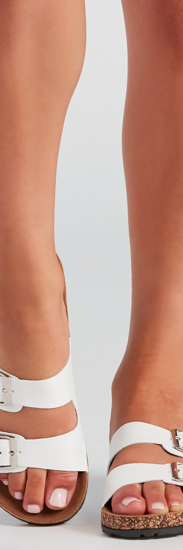 Go-To Dual Buckle Slide Sandals are chic ladies' shoes to complete your best 2023 outfits. They come in a variety of trendy women's shoe styles like platforms and dressy low-heels, & are available in wide widths for better comfort.