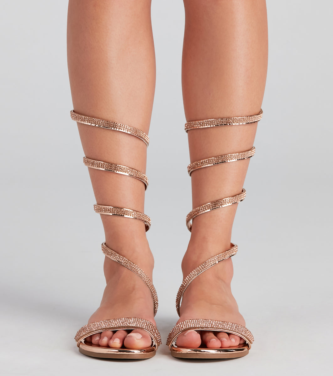Glam Spiral Rhinestone Sandals