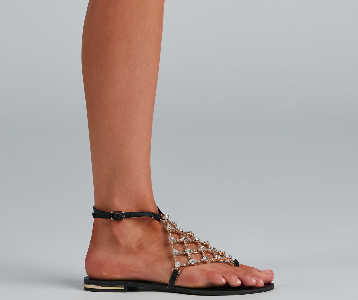 Glam Goddess Rhinestone Caged Sandals