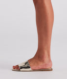 Step Out And Shine Chrome Sandals are chic ladies' shoes to complete your best 2023 outfits. They come in a variety of trendy women's shoe styles like platforms and dressy low-heels, & are available in wide widths for better comfort.