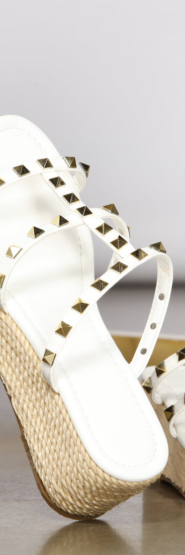 Stylish And Studded Espadrille Platform Wedges is a trendy pick to create 2023 concert outfits, festival dresses, outfits for raves, or to complete your best party outfits or clubwear!