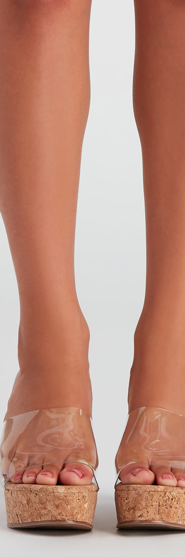 Pretty Clear PVC Cork Wedges are chic ladies' shoes to complete your best 2023 outfits. They come in a variety of trendy women's shoe styles like platforms and dressy low-heels, & are available in wide widths for better comfort.
