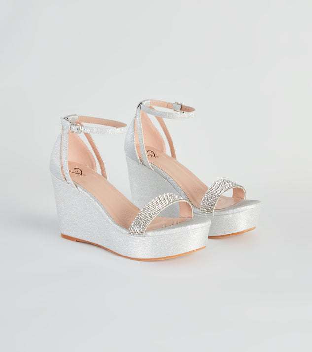 Cue The Glitter Rhinestone Platform Wedges are chic ladies' shoes to complete your best 2023 outfits. They come in a variety of trendy women's shoe styles like platforms and dressy low-heels, & are available in wide widths for better comfort.