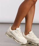 Clear Two Tone Chunky Sneakers are chic ladies' shoes to complete your best 2023 outfits. They come in a variety of trendy women's shoe styles like platforms and dressy low-heels, & are available in wide widths for better comfort.