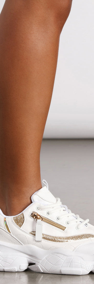 Holographic And Zipper Chunky Sneakers are chic ladies' shoes to complete your best 2023 outfits. They come in a variety of trendy women's shoe styles like platforms and dressy low-heels, & are available in wide widths for better comfort.