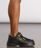 Pop of Glam Chunky Bungee Lace Sneakers are chic ladies' shoes to complete your best 2023 outfits. They come in a variety of trendy women's shoe styles like platforms and dressy low-heels, & are available in wide widths for better comfort.