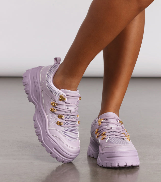 Pop of Glam Chunky Bungee Lace Sneakers are chic ladies' shoes to complete your best 2023 outfits. They come in a variety of trendy women's shoe styles like platforms and dressy low-heels, & are available in wide widths for better comfort.