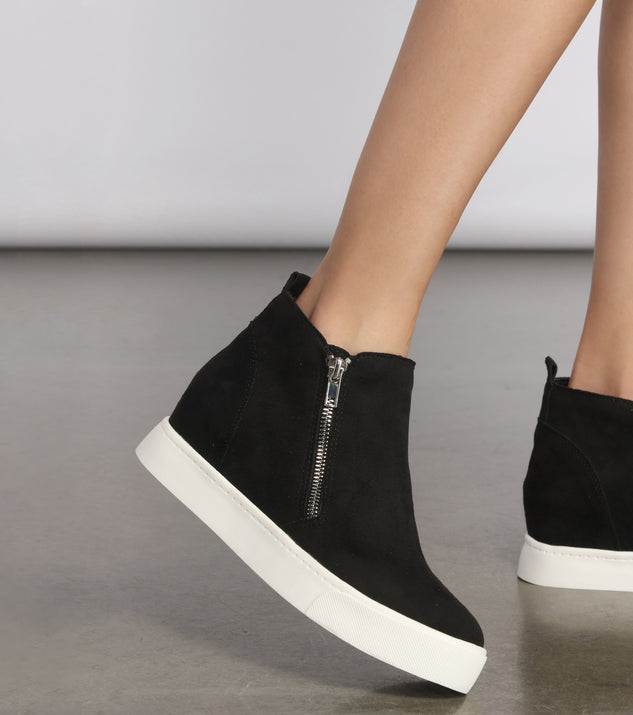 Faux Suede High Top Zipped Sneakers are chic ladies' shoes to complete your best 2023 outfits. They come in a variety of trendy women's shoe styles like platforms and dressy low-heels, & are available in wide widths for better comfort.