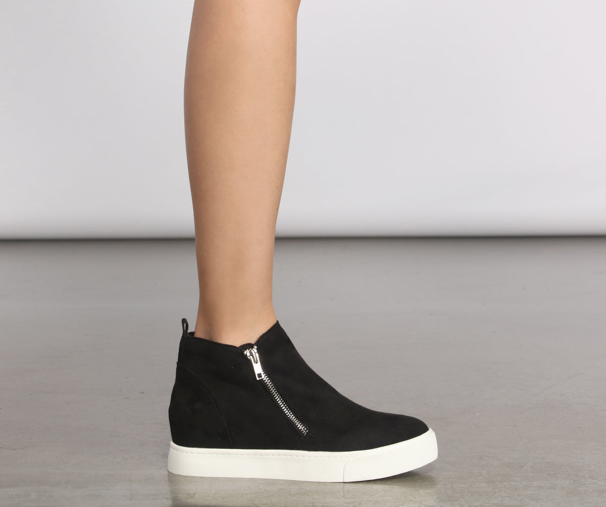 Faux Suede High Top Zipped Sneakers