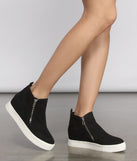 Faux Suede High Top Zipped Sneakers are chic ladies' shoes to complete your best 2023 outfits. They come in a variety of trendy women's shoe styles like platforms and dressy low-heels, & are available in wide widths for better comfort.