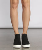 Faux Suede High Top Zipped Sneakers are chic ladies' shoes to complete your best 2023 outfits. They come in a variety of trendy women's shoe styles like platforms and dressy low-heels, & are available in wide widths for better comfort.