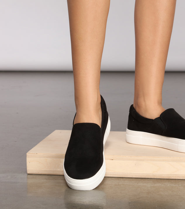 Faux Microsuede Slip On Sneakers are chic ladies' shoes to complete your best 2023 outfits. They come in a variety of trendy women's shoe styles like platforms and dressy low-heels, & are available in wide widths for better comfort.
