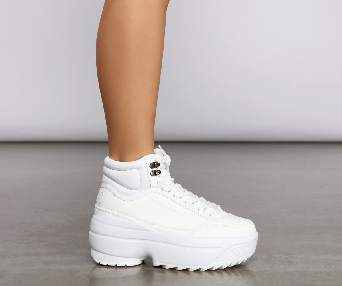 Too Fab Faux Leather Platform Sneakers